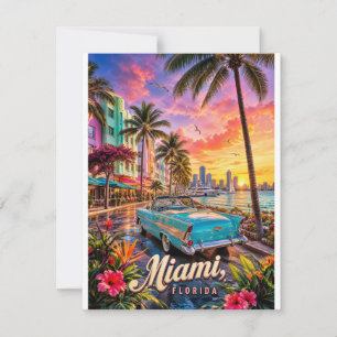 Miami Florida Waterfront Zonsondergang RSVP Kaartje