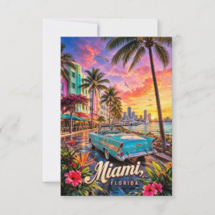 Miami Florida Waterfront Zonsondergang RSVP Kaartje