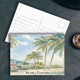 Miami Florida Waterverf Briefkaart