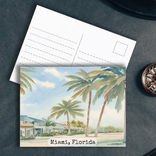  Miami Florida Waterverf Briefkaart