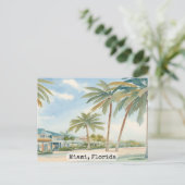  Miami Florida Waterverf Briefkaart (Staand voorkant)