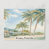  Miami Florida Waterverf Briefkaart (Voorkant)