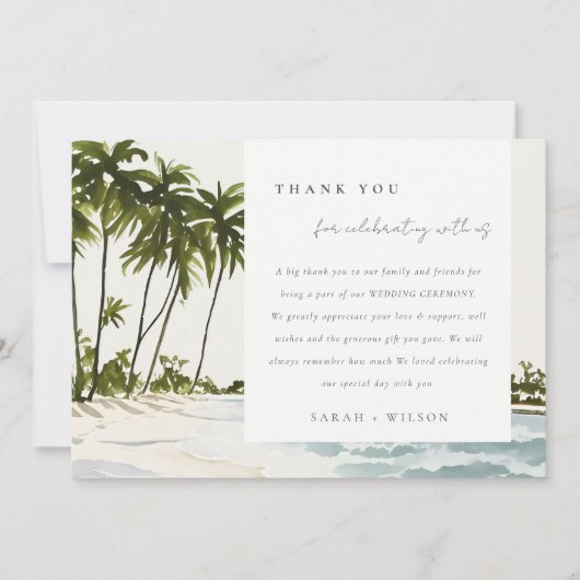 Miami Florida Waterverf Palm Landscape Wedding Bedankkaart (Voorkant)