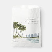 Miami Florida Waterverf Palm Landscape Wedding Bedankzakje (Voorkant)
