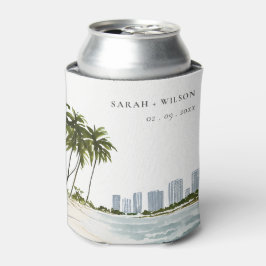 Miami Florida Waterverf Palm Landscape Wedding Blikjeskoeler