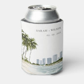 Miami Florida Waterverf Palm Landscape Wedding Blikjeskoeler (Blikje Achterkant)