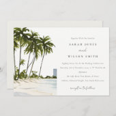 Miami Florida Waterverf Palm Landscape Wedding Kaart (Voorkant / Achterkant)