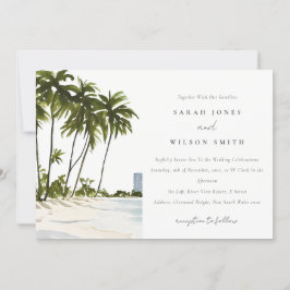 Miami Florida Waterverf Palm Landscape Wedding Kaart
