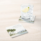 Miami Florida Waterverf Palm Landscape Wedding Kartonnen Onderzetters (Insitu)