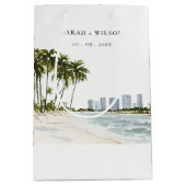 Miami Florida Waterverf Palm Landscape Wedding Medium Cadeauzakje (Voorkant)