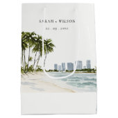 Miami Florida Waterverf Palm Landscape Wedding Medium Cadeauzakje (Achterkant)