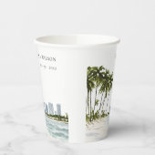 Miami Florida Waterverf Palm Landscape Wedding Papieren Bekers (Links)