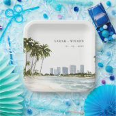 Miami Florida Waterverf Palm Landscape Wedding Papieren Bordje (Feest)