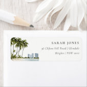 Miami Florida Waterverf Palm Landschap Adres Etiket (Insitu)