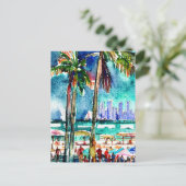  Miami Florida Waterverf schilderij Briefkaart (Staand voorkant)