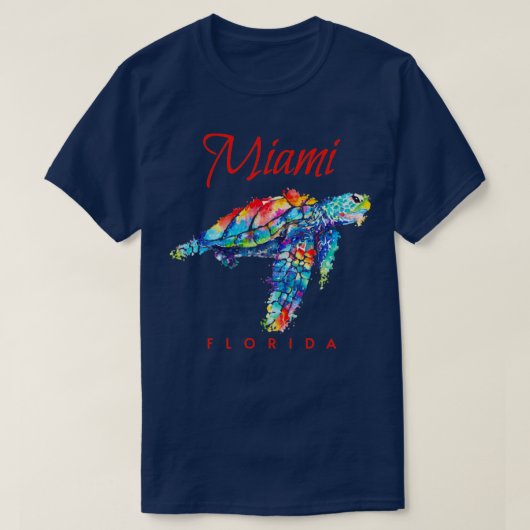 Miami Florida Waterverf Zee Turtle T-shirt (Design voorkant)