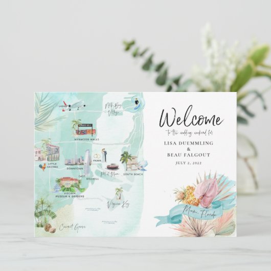 Miami Florida | Weduwenreiskaart (Staand voorkant)