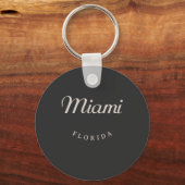 Miami Florida Wit Font Sleutelhanger (Voorkant)