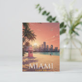 Miami Florida Zonsondergang Strand Reizen Briefkaart (Staand voorkant)