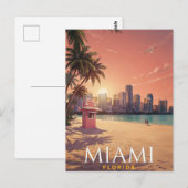 Miami Florida Zonsondergang Strand Reizen Briefkaart (Voorkant / Achterkant)