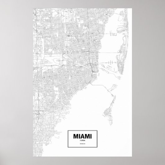 Miami, Florida (zwart op wit) Poster (Voorkant)
