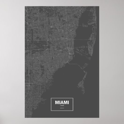 Miami, Florida (zwart wit) Poster (Voorkant)