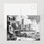 Miami Florida zwart-wit reizen Briefkaart (Voorkant / Achterkant)