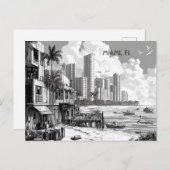 Miami Florida zwart-wit reizen Briefkaart (Voorkant / Achterkant)