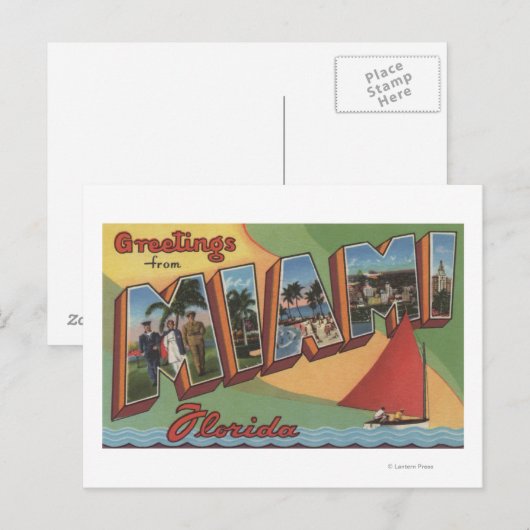 Miami, FloridaLarge Letter ScenesMiami, FL 2 Briefkaart (Voorkant / Achterkant)