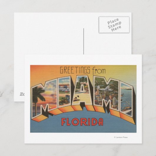 Miami, FloridaLarge Letter ScenesMiami, FL Briefkaart (Voorkant / Achterkant)