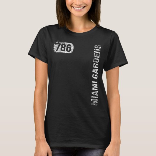 Miami Gardens Florida 786 Area Code Retro T-shirt (Voorkant)