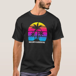 Miami Gardens Florida Retro Palm Tree Sunset Vacat T-shirt