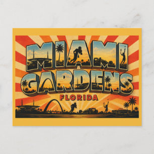 Miami Gardens Florida Sportcentrum Stad Vintage Briefkaart