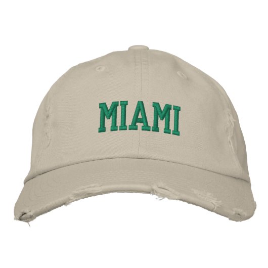 MIAMI groen borduurwerk  stijl Geborduurde Pet (Voorkant)