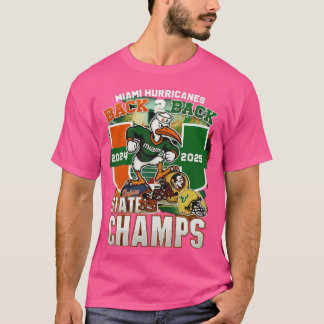 Miami Hurricanes Black Back 2 Back State Champs gi T-shirt