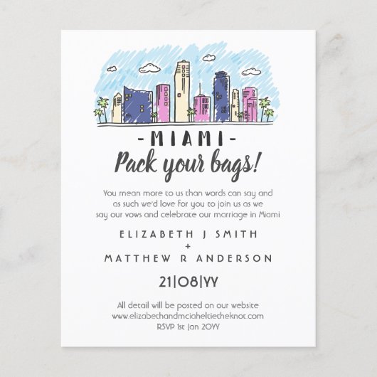 MIAMI Huwelijk Handgetekende Bestemming Modern (Voorkant)