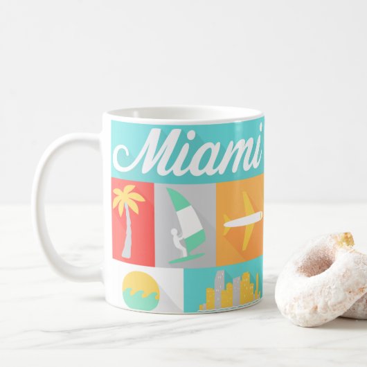 Miami Icons Souvenir USA Mok Amerikaanse Staten (Met donut)