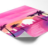 Miami in het roze | Bright Waterverf Painting Poster (Hoek)