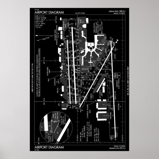 MIAMI INTERNATIONAL AIRPORT FAA DIAGRAM POSTER (Voorkant)