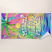 Miami is mijn geluksplek strandhanddoek strandlaken (Voorkant)