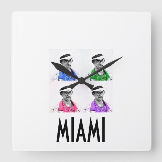 ~Miami Izzy~ MIAMI VICE IZZY POP ART WALLCLOCK Vierkante Klok (Voorkant)
