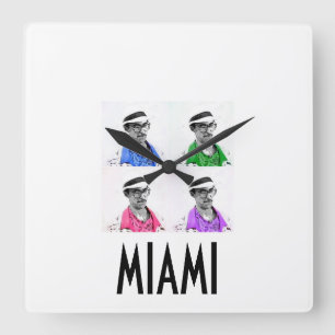 ~Miami Izzy~ MIAMI VICE IZZY POP ART WALLCLOCK Vierkante Klok
