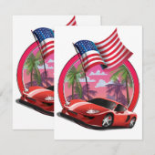 Miami jaren 90 sportwagen (Voorkant / Achterkant)