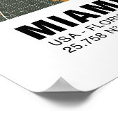 Miami Kaart Poster - Miami Green & Gold Kaart (Hoek)