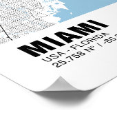 Miami Kaart Poster - Miami Zwart Kaart (Hoek)