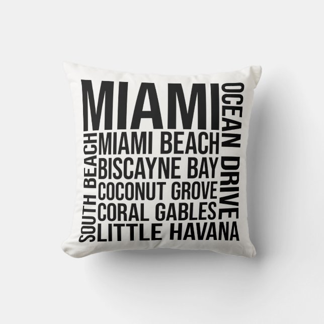 Miami Landmarks Typografie - Florida Word Art Kussen (Voorkant)