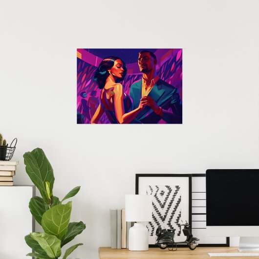 Miami Latinos Salsa Dancing at Night Painting Poster (Thuiskantoor)