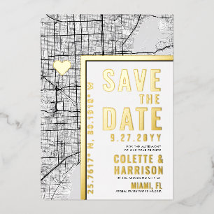 Miami Love Locator   Huwelijk Save the Date Folie Uitnodiging
