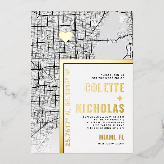 Miami Love Locator | Stadsweddenschap Folie Uitnodiging (Voorkant)