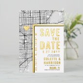 Miami Love Locator | Trouw Save the Date Folie Uitnodiging (Staand Voorkant)